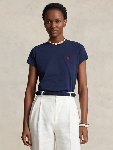 RALPH LAUREN-T-shirt Girocollo in Cotone Blu Navy-TRYME Shop