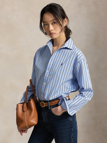 RALPH LAUREN-Camicia Relaxed Fit a Righe Blu/Bianco-TRYME Shop