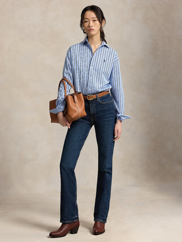 Blue/White Relaxed Fit Striped Shirt