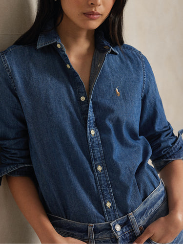 Camicia in Denim Slim Fit Blu
