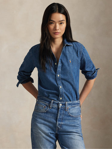 RALPH LAUREN-Camicia in Denim Slim Fit Blu-TRYME Shop
