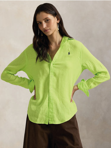 RALPH LAUREN-Camicia Classic Fit in Lino Verde-TRYME Shop