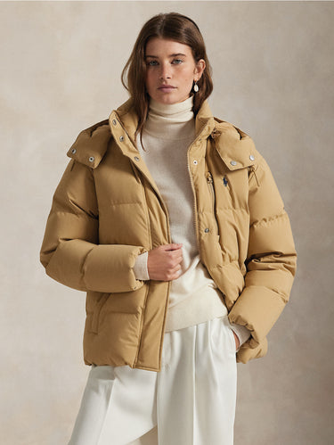 RALPH LAUREN-Piumino Trapuntato Opaco Cammello-TRYME Shop