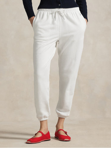 RALPH LAUREN-Pantaloni da Jogging in Felpa Bianco-TRYME Shop