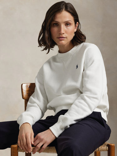 White Crew-Neck Sweatshirt in Washed Jersey