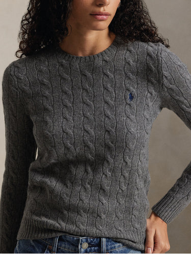 Grey Cashmere Blend Cable-Knit Sweater