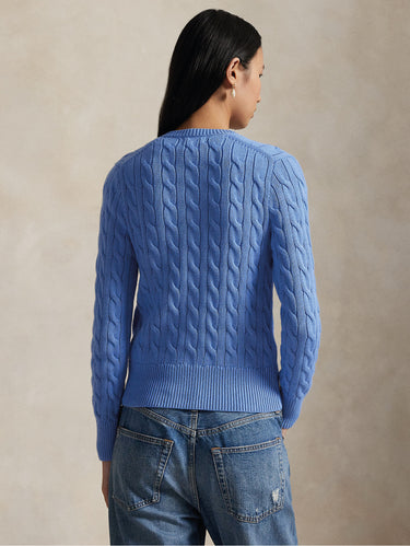 Light Blue Cotton Cable Knit Cardigan