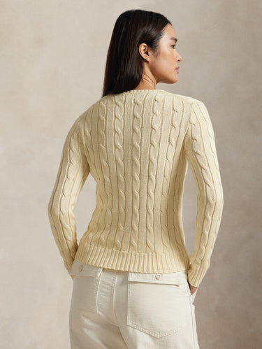 Maglia Girocollo in Cotone a Trecce Panna