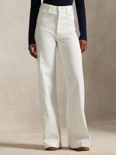 RALPH LAUREN-Pantaloni Beaton in Twill Spigato Bianco-TRYME Shop
