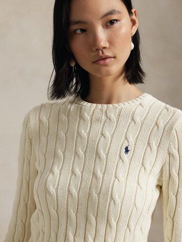 Maglia Linea Dritta a Trecce in Cashmere Crema