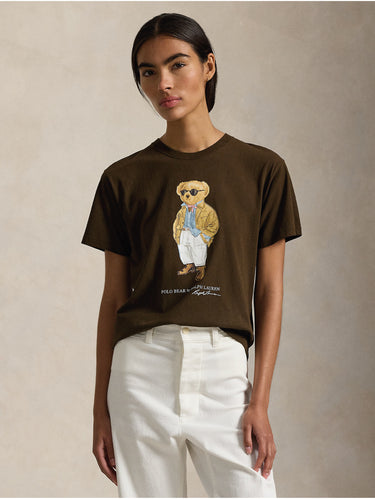 RALPH LAUREN-T-shirt Girocollo con Polo Bear Marrone-TRYME Shop