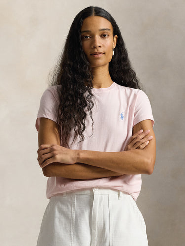 RALPH LAUREN-T-shirt Girocollo in Cotone Rosa-TRYME Shop