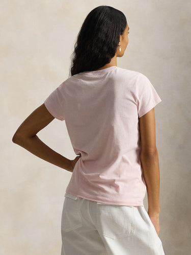 Rundhals-T-Shirt aus Baumwolle Rosa