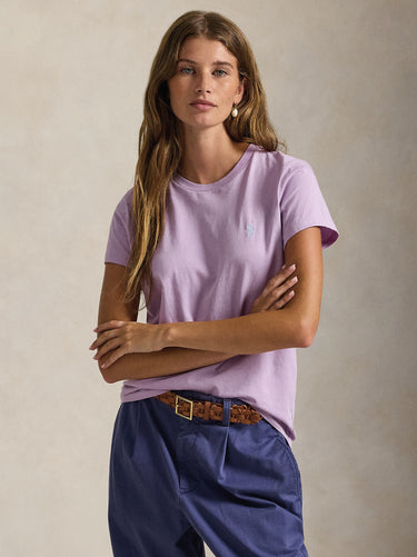RALPH LAUREN-T-shirt Girocollo in Cotone Lilla-TRYME Shop