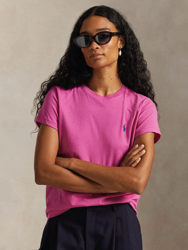 RALPH LAUREN-T-shirt Girocollo in Cotone Fucsia-TRYME Shop