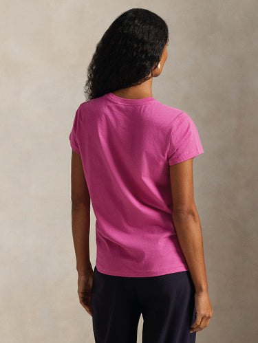 Rundhals-T-Shirt aus Baumwolle Fuchsia