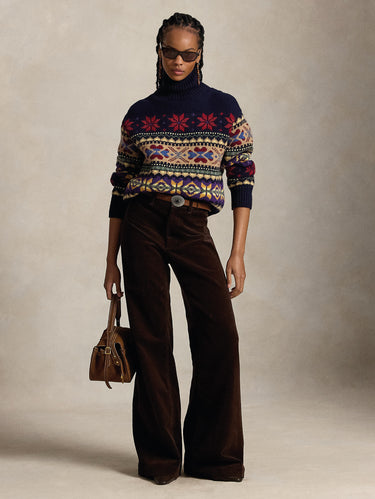 Pantaloni Flare in Velluto a Coste Beaton Marrone