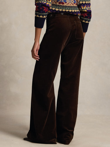 Pantaloni Flare in Velluto a Coste Beaton Marrone