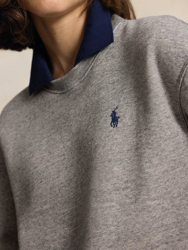 Felpa Gircollo con Collo Polo Applicato Grigio