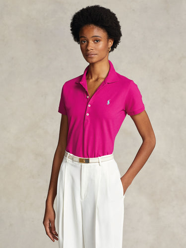 RALPH LAUREN-Polo Manica Corta Slim Fit Rosa-TRYME Shop