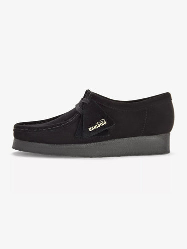 CLARKS-Stringata Wallabee in Pelle Scamosciata Nero-TRYME Shop