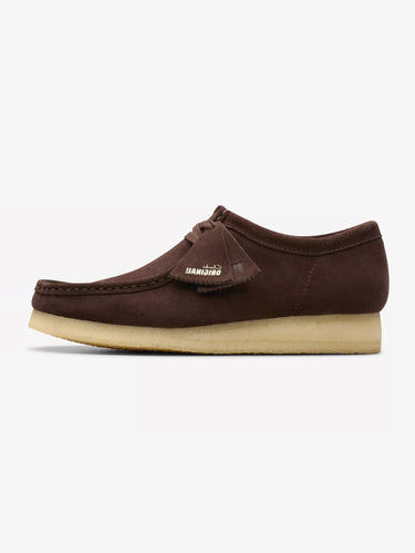 CLARKS-Scapra Wallabee in Pelle Scamosciata Marrone Scuro-TRYME Shop