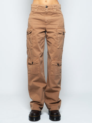 PINKO-Pantaloni Cargo Ampi Cammello-TRYME Shop