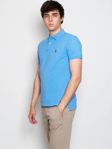 Slim Fit Overhemd van Gestreept Linnen Hemelsblauw/Wit
