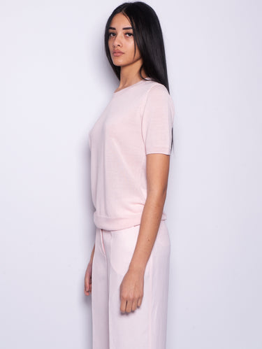 Pullover aus Wollmischung mit kurzen Ärmeln Pfirsichblüte