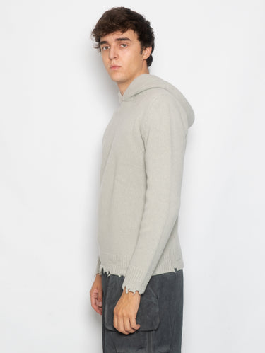 Wollpullover mit Kapuze Glas