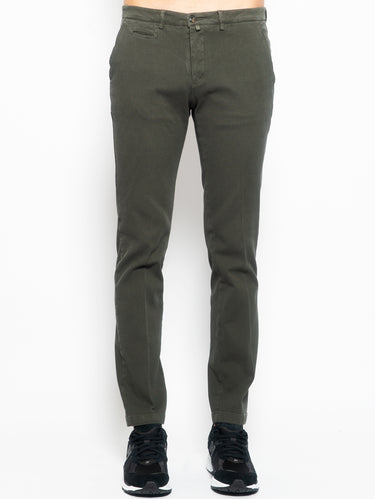 BRIGLIA 1949-Pantaloni Chino in Cotone Armaturato Pino-TRYME Shop
