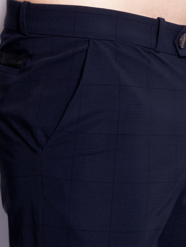 Prince of Wales broek van stretchstof blauw
