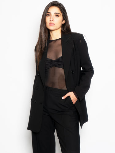 KILTIE-Giacca Doppiopetto Fresco di Lana Nero-TRYME Shop