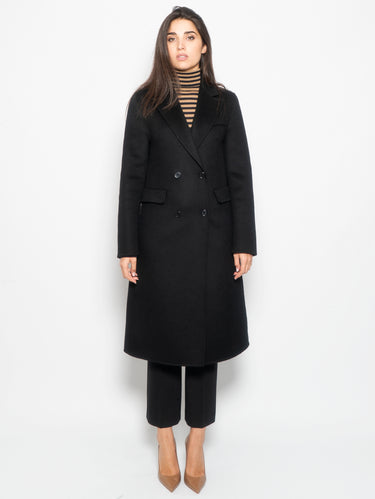 P.A.R.O.S.H.-Cappotto Doppio Petto in Lana Nero-TRYME Shop