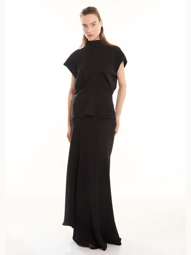 Bluse mit Rüschen und Schleife Schwarz