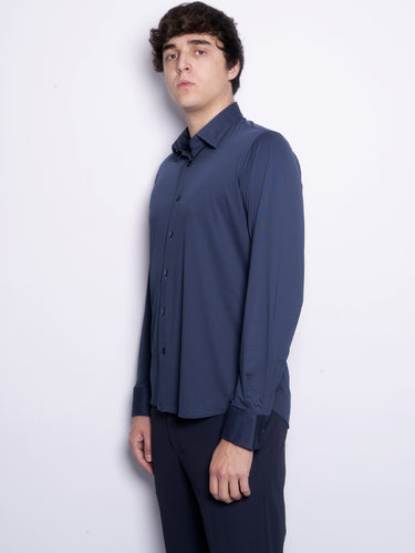 Chemise jacquard slim fit bleue