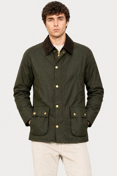 BARBOUR-Giacca Ashby in Cotone Cerato Oliva-TRYME Shop