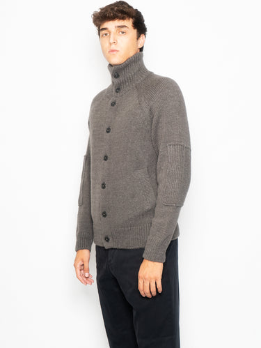 Cardigan in Maglia di Alpaca Asfalto