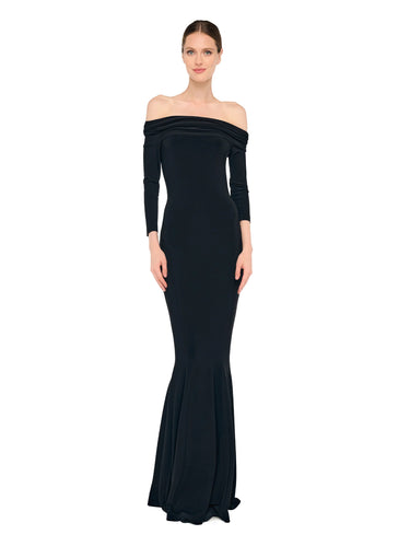 NORMA KAMALI-Abito a Sirena con Spalle Scoperte Nero-TRYME Shop