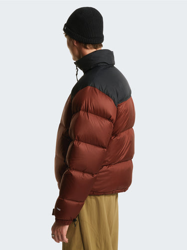 Retro Nuptse Jas in Glanzende Ripstop Stof Bruin