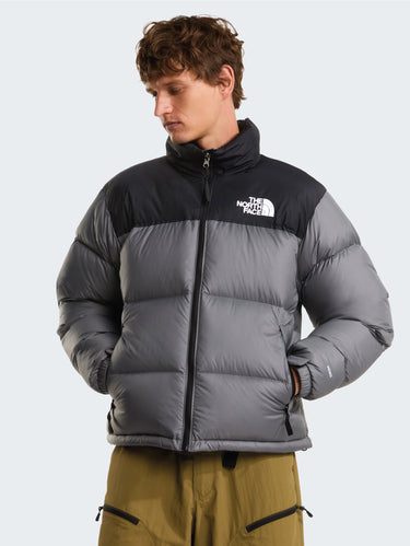 THE NORTH FACE-Giacca Retro Nuptse in Tessuto Ripstop Lucido Grigio Fumo-TRYME Shop