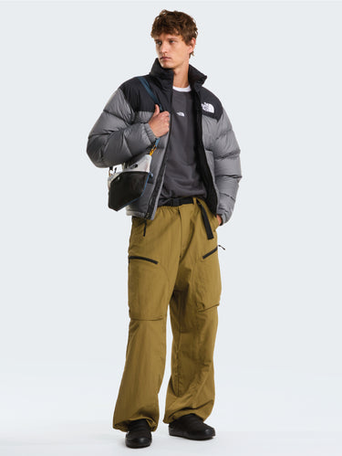 Retro Nuptse Jacket in Shiny Ripstop Fabric Smoke Gray