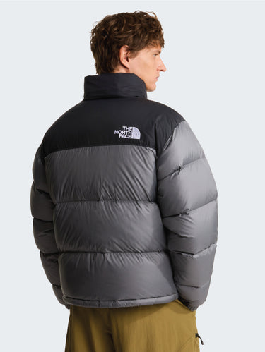 Retro Nuptse Jacket in Shiny Ripstop Fabric Smoke Gray