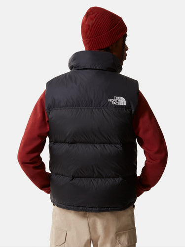 Retro Nuptse Weste aus glänzendem Ripstop-Stoff Schwarz