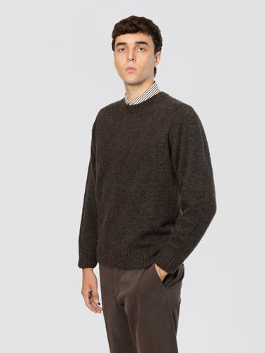 Maglia Girocollo Manica Raglan in Alpaca Testa Moro