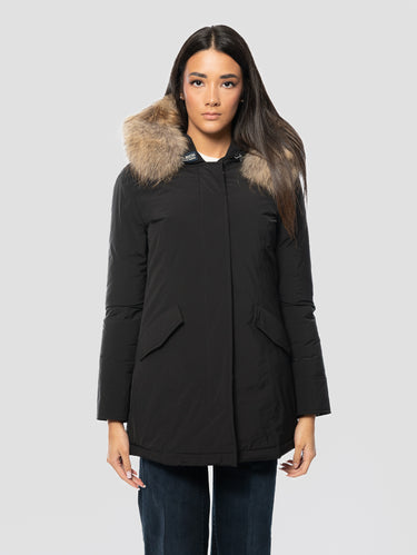 WOOLRICH-Parka Luxury con Pelliccia Nero-TRYME Shop