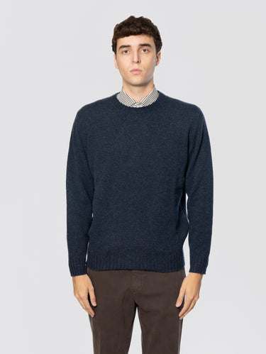 FILIPPO DE LAURENTIIS-Girocollo in Lana in Misto Cashmere Avio-TRYME Shop