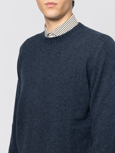 Girocollo in Lana in Misto Cashmere Avio
