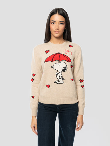 MC2 SAINT BARTH-Maglione Girocollo Snoopy Falling in Love Beige-TRYME Shop