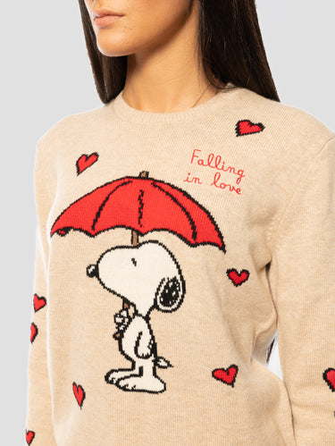Pull ras-du-cou Snoopy Falling in Love beige